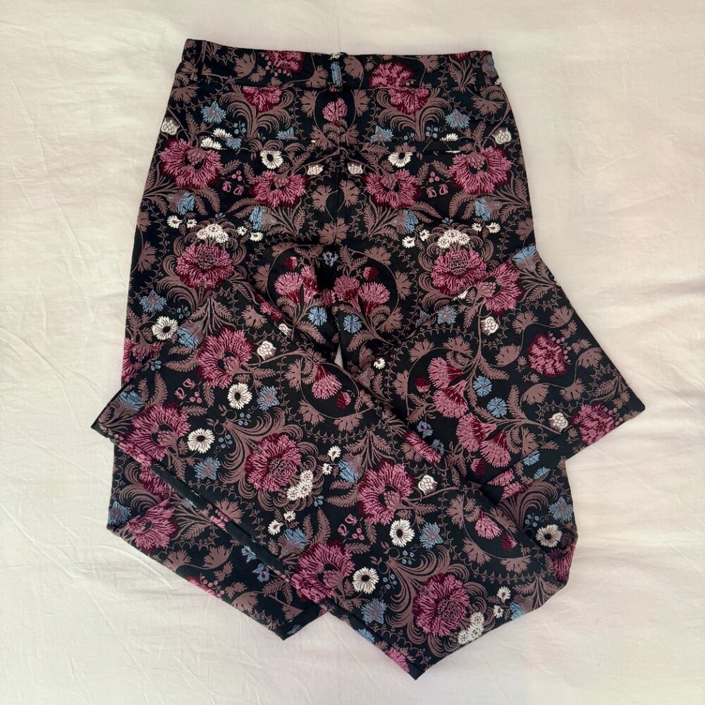 PAIGE Naomi Floral Jacquard Flare Dress Pant NWT - Picture 11 of 13